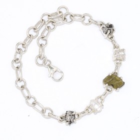 Bracelet Moldavite, Herkimer et Campo del Cielo Bijoux en Moldavite BK87.7