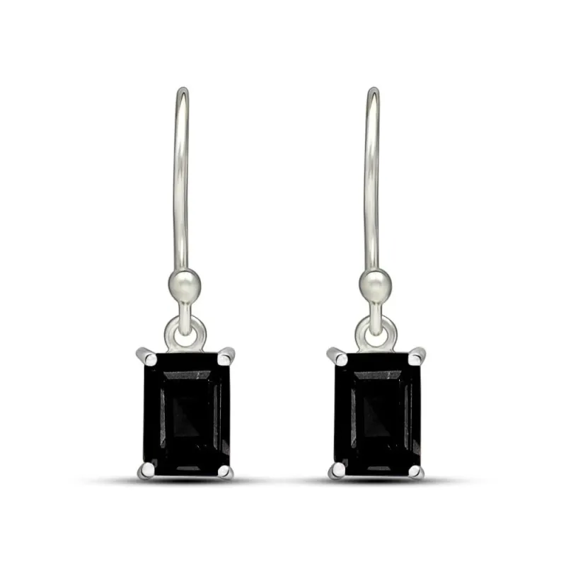 Boucles d'oreilles spinelles noires - Boucles d'oreilles en pierres naturelles