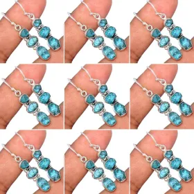 Boucles d'oreilles pendantes Apatite bleu néon - Bijoux en Apatite bleue