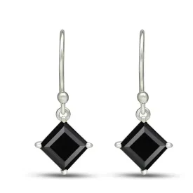 Boucles d'oreilles spinelles noires losange - Boucles d'oreilles en pierres naturelles