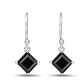 Boucles d'oreilles spinelles noires losange - Boucles d'oreilles en pierres naturelles