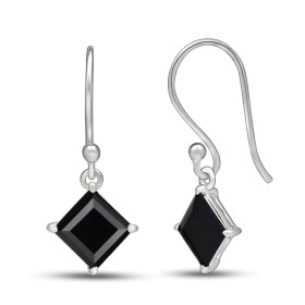 Boucles d'oreilles spinelles noires losange 