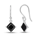 Boucles d'oreilles spinelles noires losange - Boucles d'oreilles en pierres naturelles