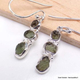 Boucles d'oreilles pendantes en Moldavite grade AAA 
