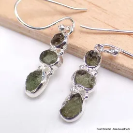 Boucles d'oreilles pendantes en Moldavite grade AAA - Bijoux en Moldavite