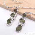 Boucles d'oreilles pendantes en Moldavite grade AAA - Bijoux en Moldavite