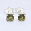 Clous d'oreilles carrés en Moldavite facettée Bijoux en Moldavite BK110