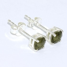 Clous d'oreilles en Moldavite facettée 