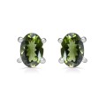 Clous d'oreilles ovales en Véritable Moldavite Bijoux en Moldavite BK110.2