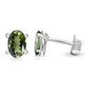 Clous d'oreilles ovales en Véritable Moldavite Bijoux en Moldavite BK110.2