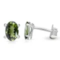 Clous d'oreilles ovales en Véritable Moldavite - Bijoux en Moldavite