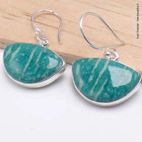 Boucles d'oreilles Amazonite semi-rondes Bijoux en Amazonite BK111