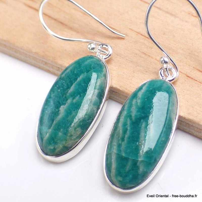 Boucles d'oreilles ovales Amazonite brésilienne 