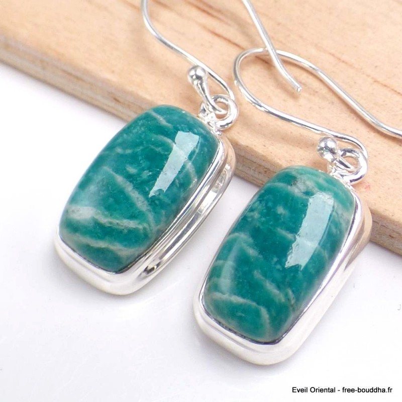 Boucles d'oreilles ovales Amazonite brésilienne 