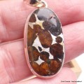 Gros Pendentif Authentique Pallasite forme ovale Bijoux en Pallasite CWA55.4
