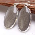 Boucles d'oreilles Obsidienne noire argentée ovales Boucles d'oreilles en pierres YM57.2
