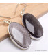 Boucles d'oreilles ovales en Obsidienne noire argentée  Boucles d'oreilles en pierres YM57.3