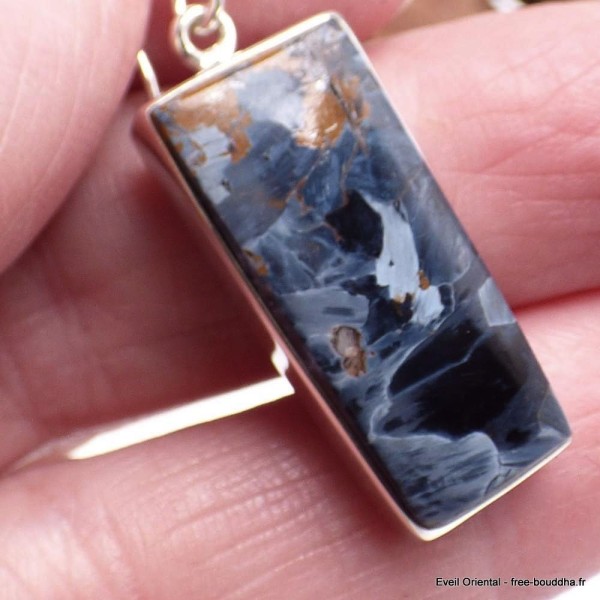 Boucles d'oreilles Pietersite bleu fauve rectangulaires Boucles d'oreilles en pierres YM77.3