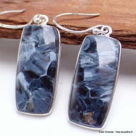 Boucles d'oreilles rectangulaire Pietersite bleu 