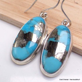 Boucles d'oreilles ovales Turquoise Mohave sur Pyrite 