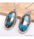 Boucles d'oreilles ovales Turquoise sur Pyrite Bijoux en Turquoise BK113.1
