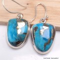 Boucles d'oreilles semi-ovales Turquoise sur Pyrite Bijoux en Turquoise BK113.2