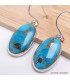 Boucles d'oreilles Turquoise sur Pyrite forme ovale Bijoux en Turquoise BK113.5