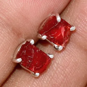Clous d'oreilles en Grenat brut - Bijoux en Grenat