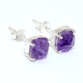 Boucles d'oreilles clous en Améthyste brute Bijoux en Améthyste BK115