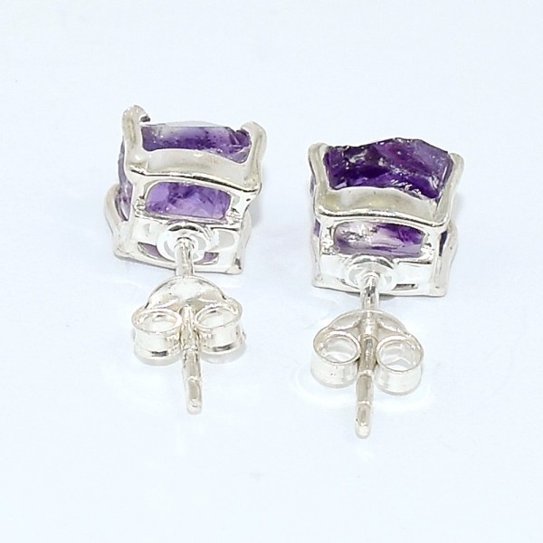 Boucles d'oreilles clous en Améthyste brute Bijoux en Améthyste BK115