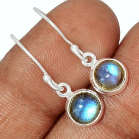 Boucles d'oreilles rondes en Labradorite bleue Bijoux en Labradorite BK116.1