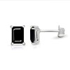 Boucles d'oreilles puces rectangulaires en Spinelle noire 