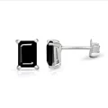 Boucles d'oreilles puces rectangulaires en Spinelle noire - Boucles d'oreilles en pierres naturelles