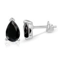 Boucles d'oreilles puces forme goutte en Spinelle noire Boucles d'oreilles en pierres BK117.1