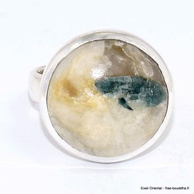 Bague ronde en Tourmaline indigo sur Quartz fumé taille 55 Bijoux en Tourmaline Indigo BK119