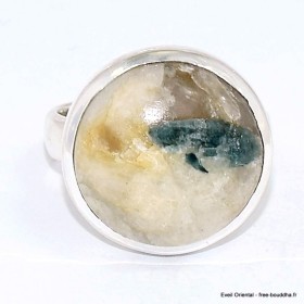 Bague rectangulaire Tourmaline indigo sur Quartz fumé taille 54/55 