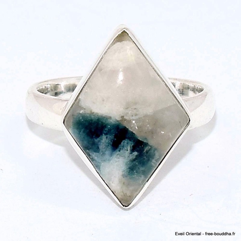 Bague losange en Tourmaline indigo sur Quartz fumé taille 59/60 