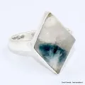 Bague losange en Tourmaline indigo sur Quartz fumé taille 59/60 - Bijoux en Tourmaline Indigo