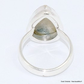 Bague Tourmaline indigo sur Quartz fumé forme goutte taille 55 