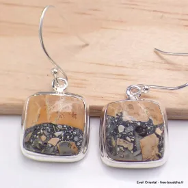 Boucles d'oreilles carrées en Jaspe Maligano - Bijoux en Jaspe Maligano