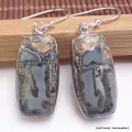 Boucles d'oreilles pendantes Gris beige Jaspe Maligano - Bijoux en Jaspe Maligano