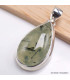 Pendentif goutte Préhnite cabochon et rutile noir Bijoux en Préhnite LAM49.3-a