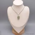 Pendentif oval Prehnite et rutile noir - Pendentifs pierres naturelles