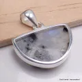 Pendentif Péristérite et tourmaline semi-rond - Pendentifs pierres naturelles