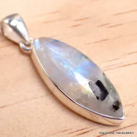 Authentique Pierre de Lune marquise sur Tourmaline - Pendentifs pierres naturelles