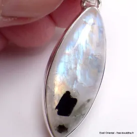 Authentique Pierre de Lune marquise sur Tourmaline - Pendentifs pierres naturelles