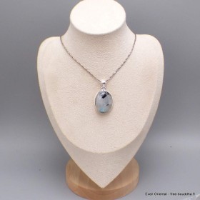 Authentique Pierre de Lune bleue sur Tourmaline 