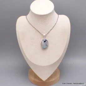 Authentique Pierre de Lune bleue sur Tourmaline - Pendentifs pierres naturelles
