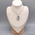 Authentique Pierre de Lune bleue sur Tourmaline - Pendentifs pierres naturelles