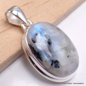 Gros pendentif marquise Pierre de lune bleue Tourmaline 